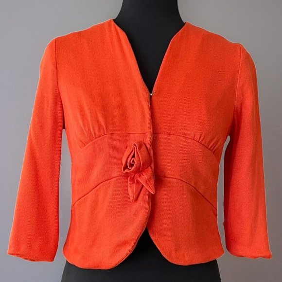 Vintage Jackets & Blazers - Hal Kassel Vintage Blazer Orange Rosette Size Small